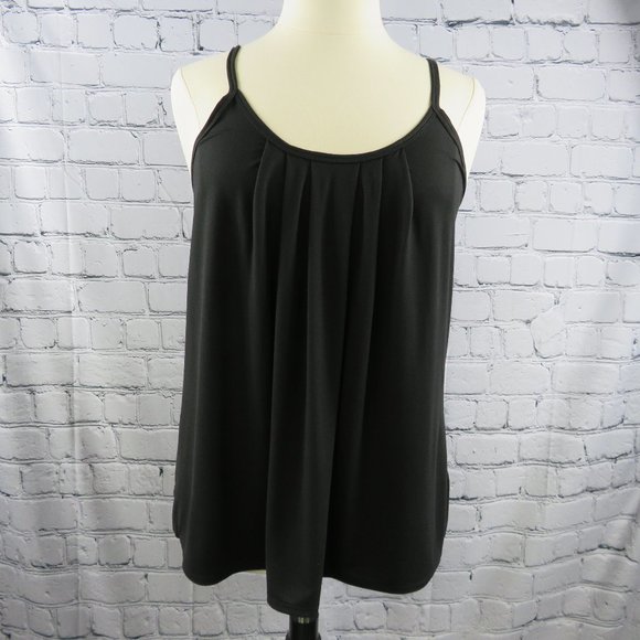 Doublju Tops - NWT - Women's Front Pleated Cami Tank Top - Black